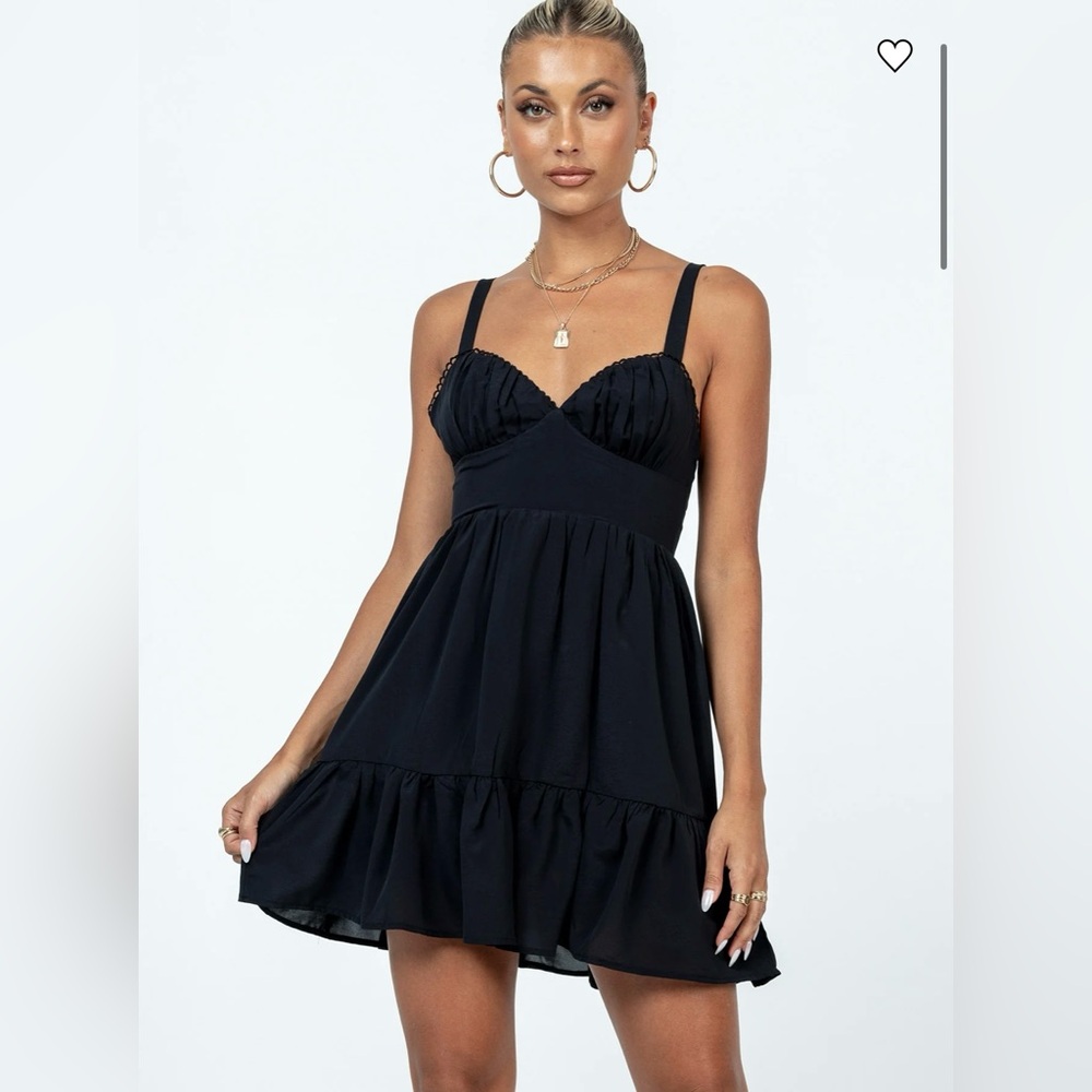 NWT PRINCESS POLLY Arialena Mini Dress Black Size‎ 8 Babydoll Cottagecore